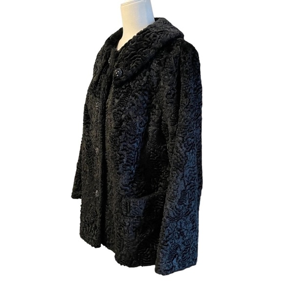 LANE Bryant Vintage Faux Fur Jacket Coat Black - Picture 6 of 7